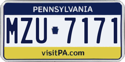 PA license plate MZU7171