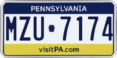 PA license plate MZU7174
