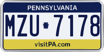 PA license plate MZU7178