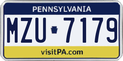 PA license plate MZU7179