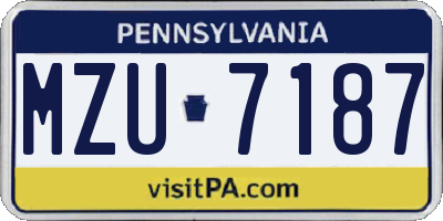 PA license plate MZU7187