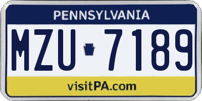 PA license plate MZU7189