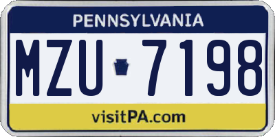 PA license plate MZU7198