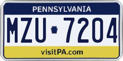 PA license plate MZU7204