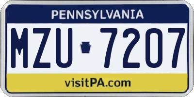 PA license plate MZU7207