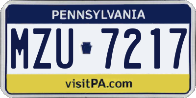 PA license plate MZU7217