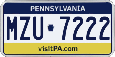 PA license plate MZU7222