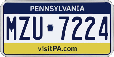 PA license plate MZU7224