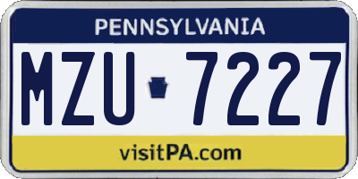 PA license plate MZU7227