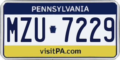 PA license plate MZU7229