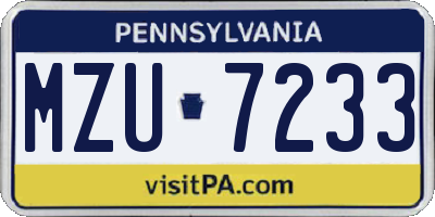 PA license plate MZU7233