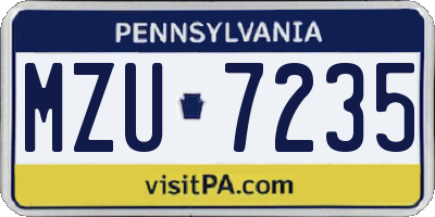 PA license plate MZU7235