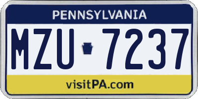 PA license plate MZU7237
