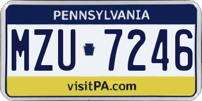 PA license plate MZU7246