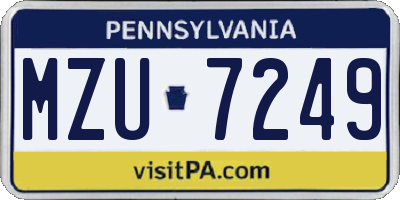 PA license plate MZU7249