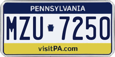 PA license plate MZU7250