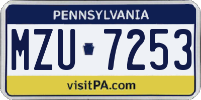 PA license plate MZU7253