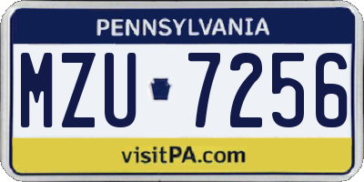 PA license plate MZU7256