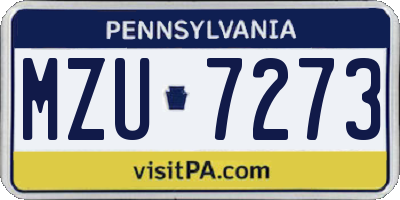 PA license plate MZU7273