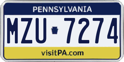 PA license plate MZU7274