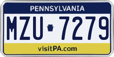 PA license plate MZU7279