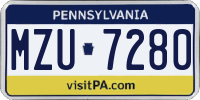 PA license plate MZU7280