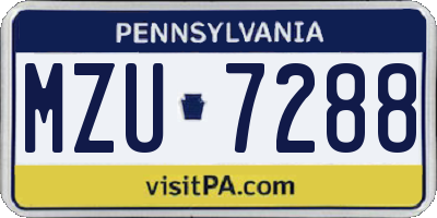 PA license plate MZU7288