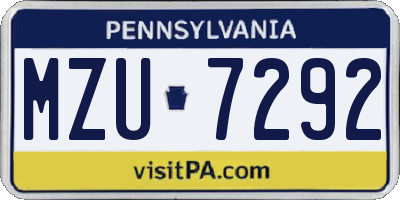 PA license plate MZU7292