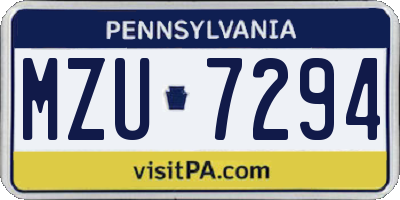 PA license plate MZU7294