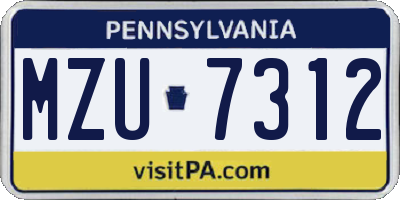 PA license plate MZU7312