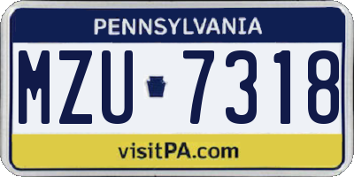 PA license plate MZU7318