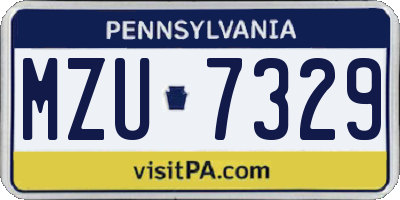 PA license plate MZU7329