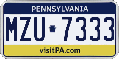 PA license plate MZU7333