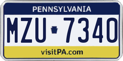 PA license plate MZU7340