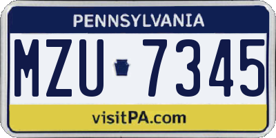 PA license plate MZU7345