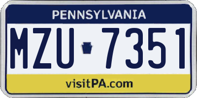 PA license plate MZU7351
