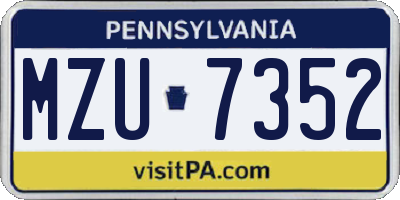 PA license plate MZU7352
