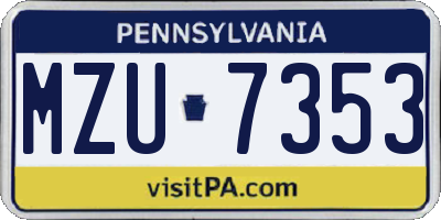 PA license plate MZU7353