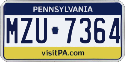 PA license plate MZU7364
