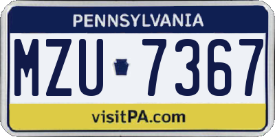 PA license plate MZU7367