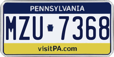 PA license plate MZU7368