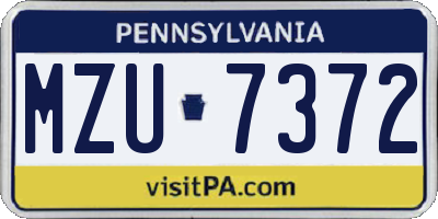 PA license plate MZU7372