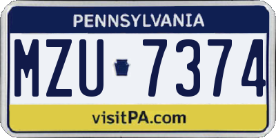 PA license plate MZU7374