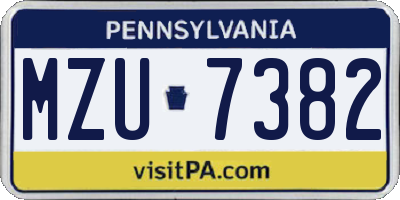 PA license plate MZU7382
