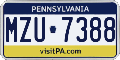PA license plate MZU7388