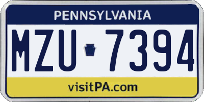 PA license plate MZU7394