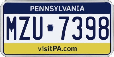 PA license plate MZU7398