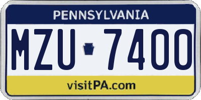 PA license plate MZU7400