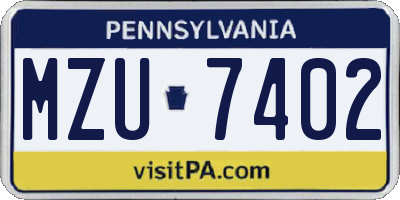 PA license plate MZU7402
