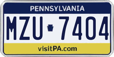 PA license plate MZU7404